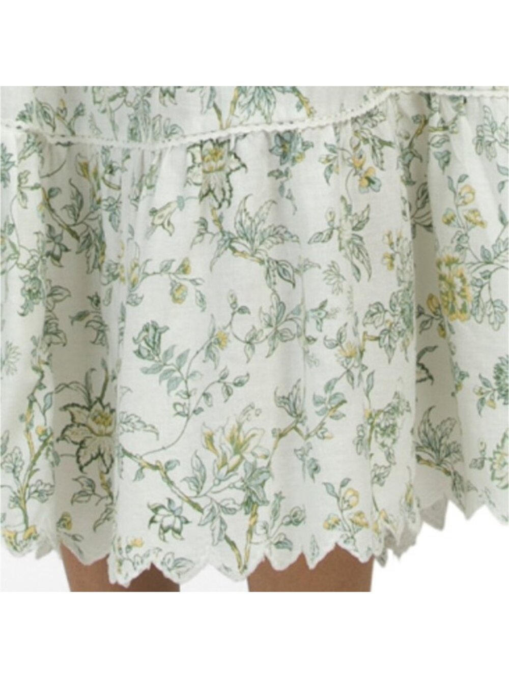 LAURA ASHLEY Linen Blend Smocked Scallop Trim Midi Dress - Picture 4 of 5